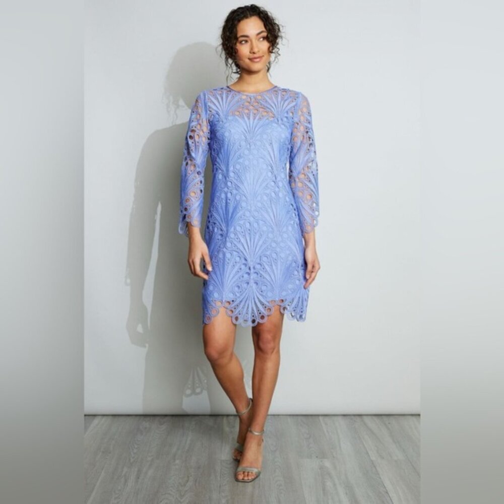 NWT ELIE TAHARI Scallop Lace Lined Mini Dress Size 6